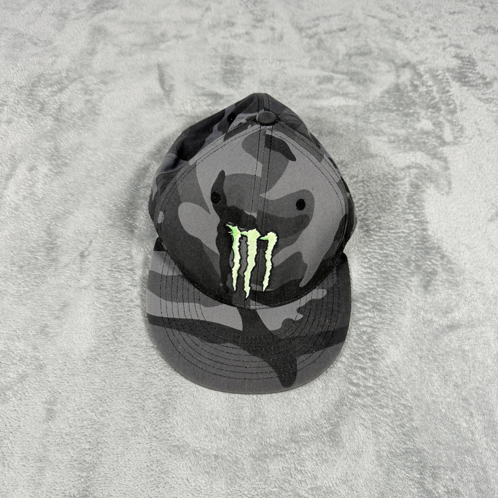 Monster Energy Snapback Hat Grey Camo Embroidered Claw Logo Cap